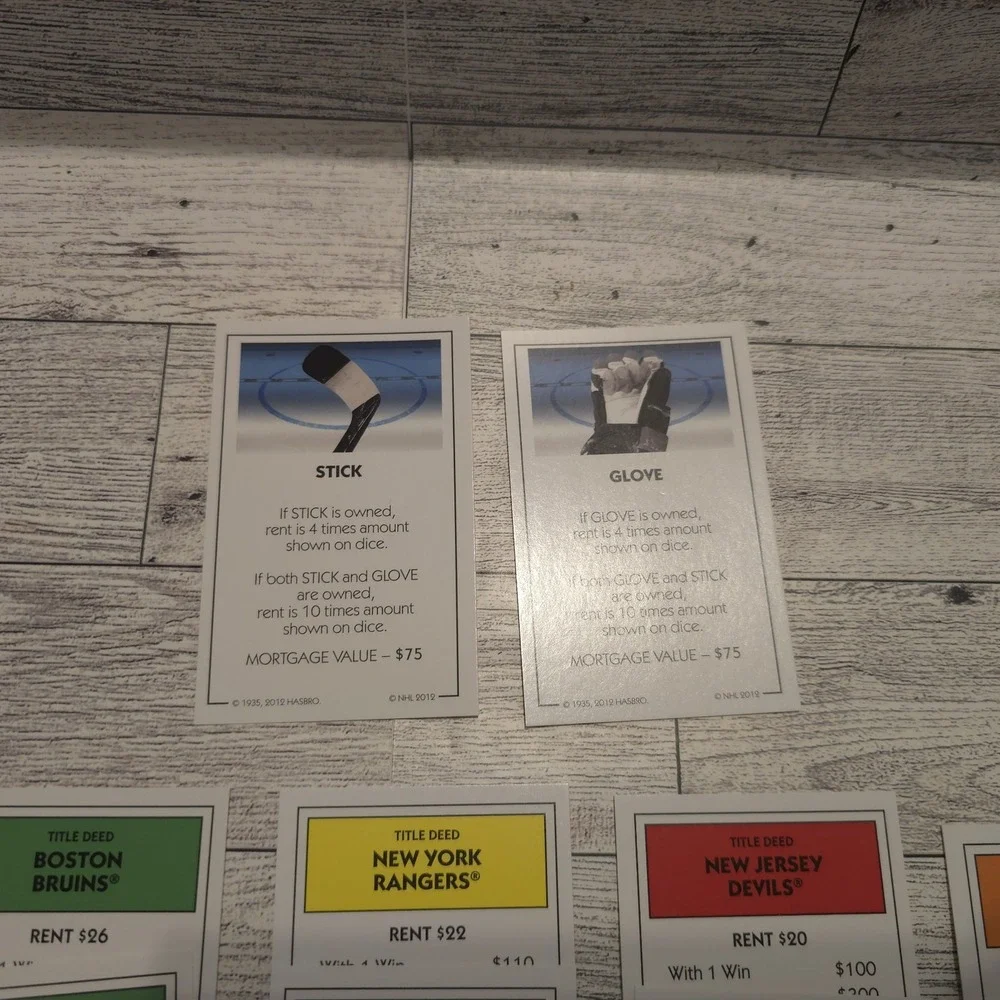 Monopoly NHL Replacement‎ Pieces Money Title Deeds Houses Hotels *NO TOKENS*